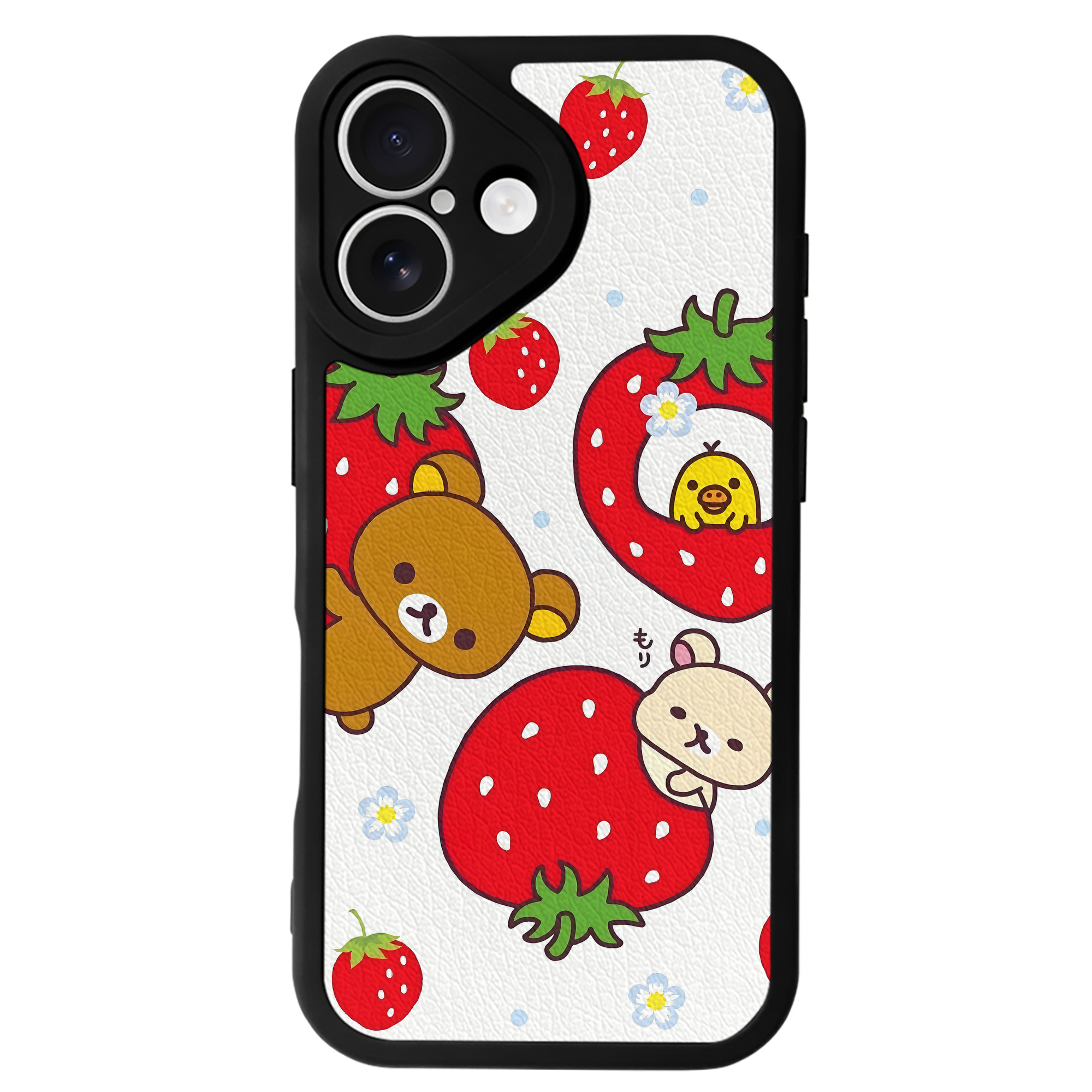 （画像用） リラックマ リラックマ キイロイトリ Rilakkuma Korilakkuma Kiiroitori 【iPhone 16シリーズ対応】シリコンスマホケース（レザー調） 材質：シリコン
